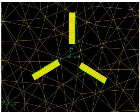 Fig. 3. Volume mesh around the tail rotor blades 