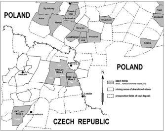 Figure 1. Areas of mining exploitation in Polish and Czech parts of the Upper Silesian Coal Basin [Dopita et al