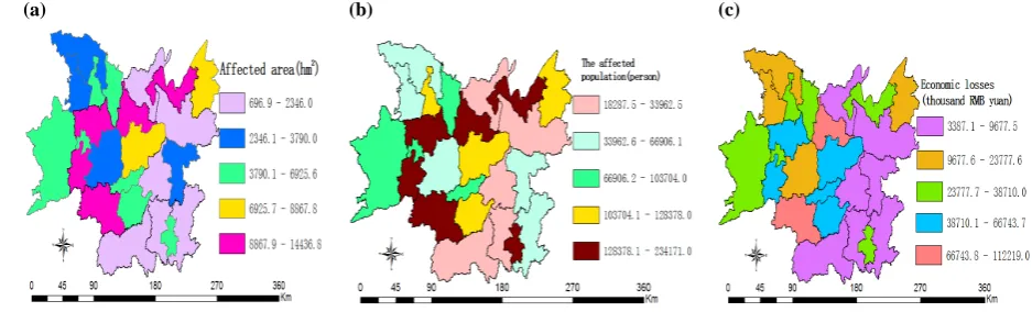 Fig.6. The economic density (left panel) and population density (right panel) in Dongting Lake region       Fig.6