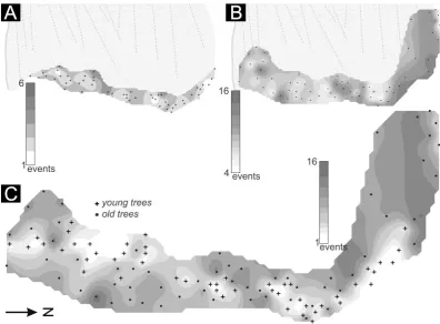 Fig. 4.526  Spatial distribution of the age structure of sampled trees.Figure 4: Spatial distribution of the age structure of sampled trees