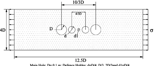 Fig. 4. Schematic illustration of plate with main and defense holes 
