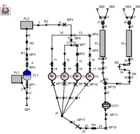 Fig. 1. Engine diagram of base model of Honda K20B, the diagram constructed by 1D AVL Boost 