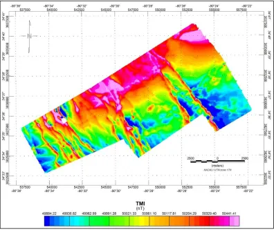 Figure 5.22: Total magnetic intensity of the study area. 