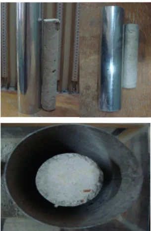 Figure 2. Prototype of a pile, a case, and placement of the case around the pile.