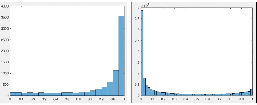 Figure 1.1: histogram for 8,073 identified Peptides probability   