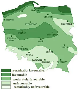 Fig. 1. Conditions of wind power technology development in Poland (IMGW)