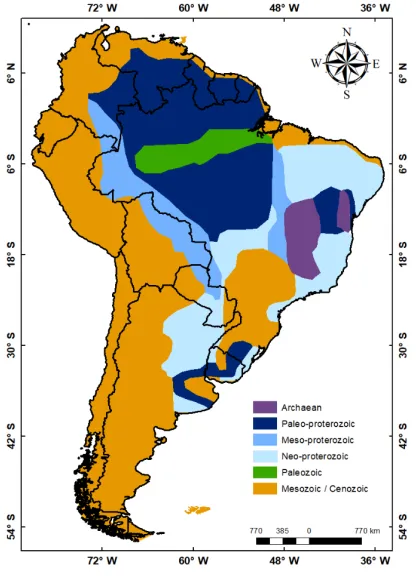 Figure 1 – Digital representation of age provinces in South America  (Adapted from Vieira and Hamza, 2014)
