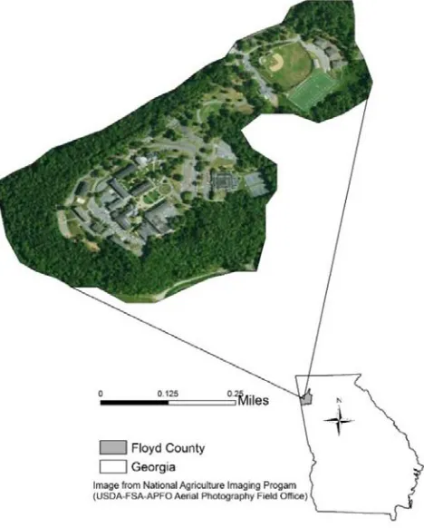 Figure 1: Map of the study area depicting the campus ofShorter University.