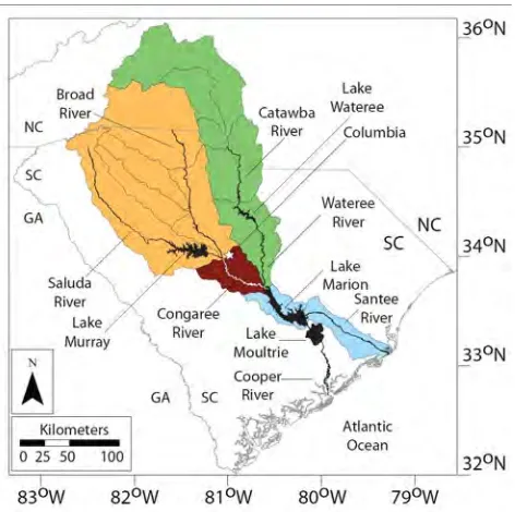Figure 1: General location map of the Congaree River