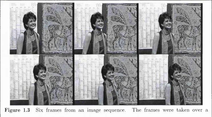 Figure 1.3 Six frames from an image sequence. 