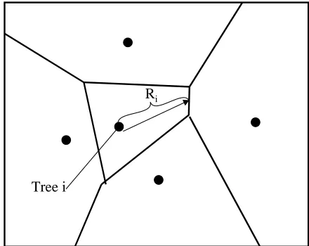 Figure 1: The “nearest-tree” Voronoi polygon, which issampled, proportional to its size, by a random point.