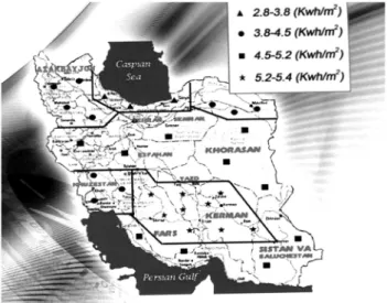 Figure 1. Solar energy map of Iran [2].