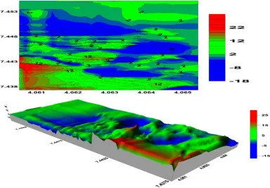 Fig. 8 presents the outputs of the filtered real component data as maps of the Fraser-filtered in-phase and equivalent Karous-Hjelt filtered (current density) maps