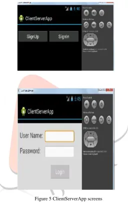 Figure 5 ClientServerApp screens 