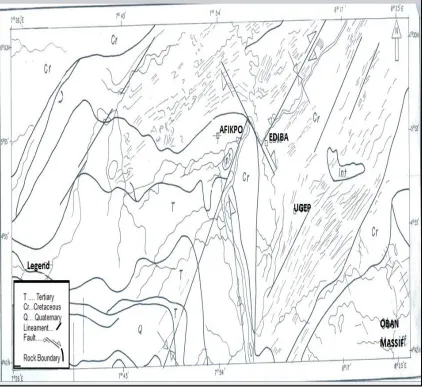 Fig. 5. Interpreted geological and tectonic map of the study area 