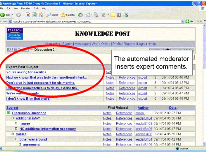 Figure 6.  A screenshot of Knowledge Post showing the automated moderator’s comments at the top