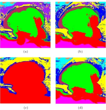 Figure 6. The result of combining classes into two clas- clas-ses of land and water in (a) 1972, (b) 1987, (c) 2000, and (d) 2014.