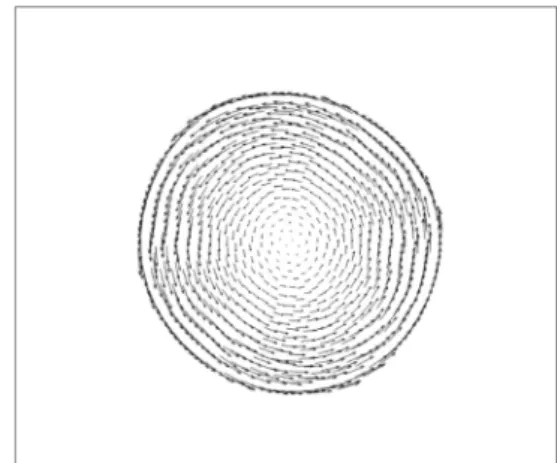 Figure 17. O-center coalescence of two circular droplets. Left: current study, right: VOF.