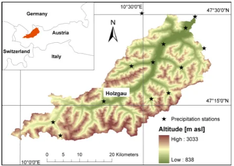Figure 1. Study area with rain gauges 