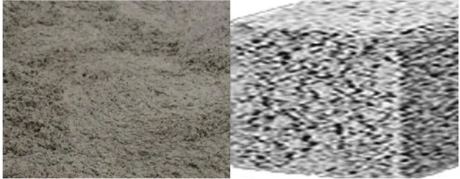 Figure 2. Surface and mixing of the specimen made of pumice