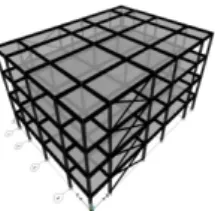 Figure 2. 3D view of 4-story building assessed via ETABS