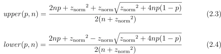 Table 2.1: Simulation algorithm to produce conﬁdence intervals for the successproportion statistic.