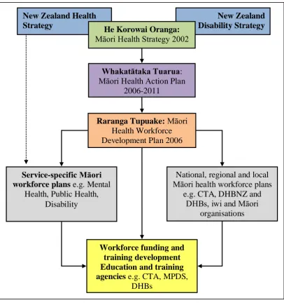 Figure 3.1 Structure of New Zealand Health policy related to Māori health and 
