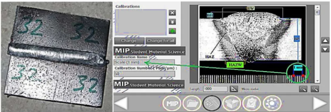 Figure 4. MIP software used for evaluation of WBG and HAZ .