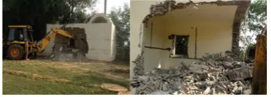 Figure 29: Demolition of PET Bottle Brick Building. 
