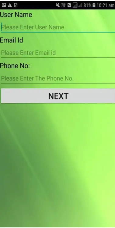 Fig. 1. The registration screen. 