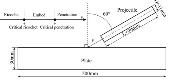 Figure 1 Schematic diagram of projectile impacting target plate 