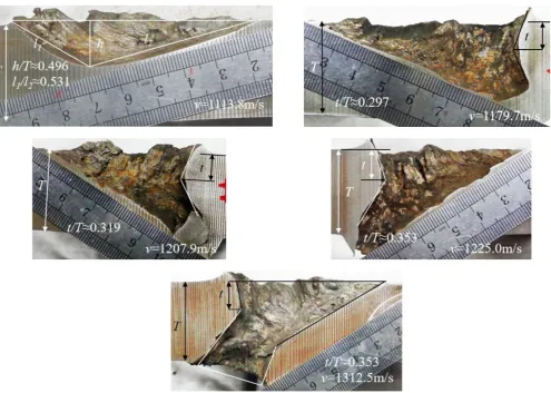 Figure 4 Crater morphology under different impact velocities 