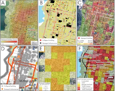 Fig. 1. Example damage maps of parts of Port-au-Prince (Haiti) following the 2010 earthquake, prepared by Service R´egional de TraitementUnited Nations Cartographic Section (UNCS;d’Image et de T´el´ed´etection (SERTIT; A), Information Technology for Humani