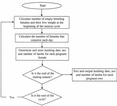 Figure 3.3 Flowchart of the reproduction simulation to determine a flock's lambing performance