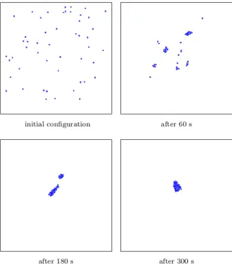 Figure 3.4: The aggregation behavior of 50 agents in simulation [19].