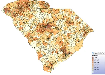 Figure 4.3 Population of South Carolina voting precincts (2010 census).  