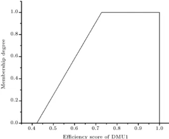 Figure 1. Membership function of fuzzy eciency score in the rst time interval.