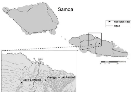 Figure 1. Map of Samoa, showing Ma’oma’o study areas on the island of Upolu.