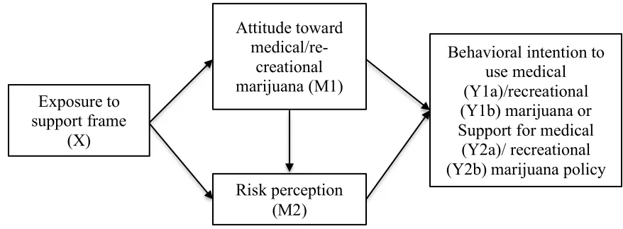 Figure 2.2 Conceptual framework: Mediation model of news frame, attitude, risk 