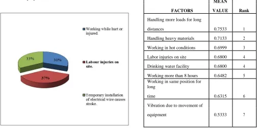 TABLE III TOP FACTORS AFFECTING THE ERGONOMIC CONDITION IN CONSTRUCTION PROJECT 