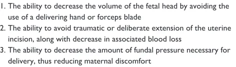 Table 1 Potential advantages of vacuum-assisted cesarean section
