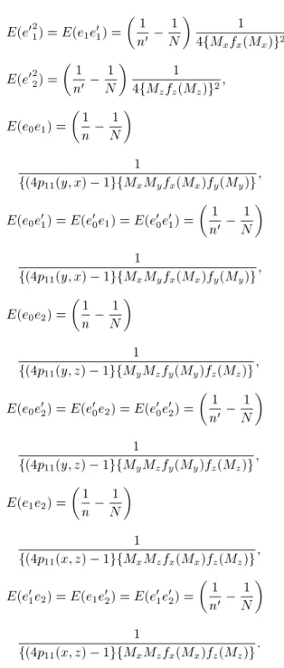 Table 1. A matrix of proportions p ij (x; y).