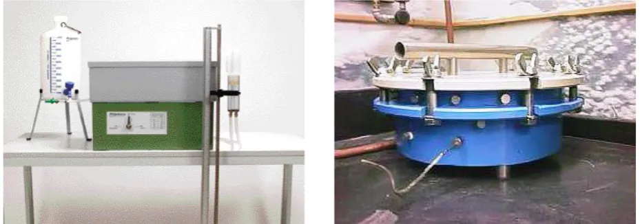 Figure 3. Sand box (left) and pressure plate extractor (right) 