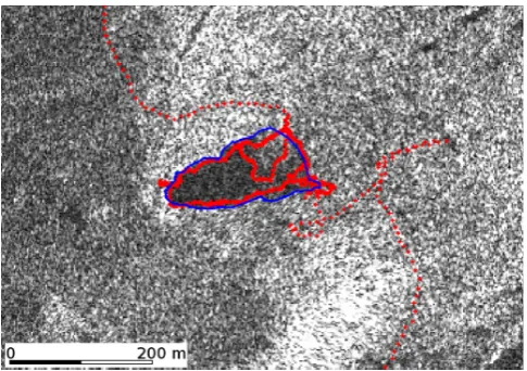 Fig.4.29 July 2009 around the Weingarten Lake in Switzerland. The GPSpath to and around the Weingarten Lake acquired during the ﬁeldvisit is overlaid in red