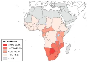 Figure 1 Global distribution of HIv in Africa in 2007.Note: Reproduced from Hotez PJ, Fenwick A, Kjetland EF