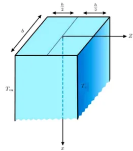 Figure 4. Temperature distribution of FGM beams from ceramic to metal in the thickness direction.