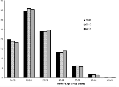 Figure 4: Inpatient Deliveries by Age Group 2009 – 2011. Source: HMIS (2012).