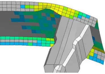 Fig. 4.15. The fracture initiation on the edge of modified profile B 
