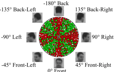 Figure 3.9: Distribution of the manually labeled head samples with fuzzy borders between different head pose classes