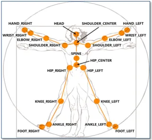 Figure 2: Map of the bodily segments acquirable by Kinect device. 
